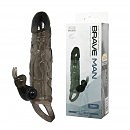  Brave men Vibro Penis Sleeve Black with Bunny, 16,4  3,7 