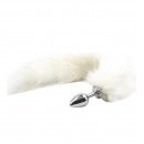�������� ������ � ������� �� �������������� ���� DS Fetish Anal plug faux fur fox tail white polyeste, 7 � 2,5 ��