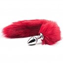 �������� ������ S ����� ����� DS Fetish Anal plug S faux fur fox tail Red polyester, 7 � 2,5 ��
