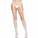    Leg Avenue Net stockings with garter belt White O/S