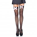  Leg Avenue Fishnet Thigh Highs With Bow OS Black & Pink