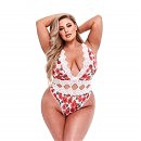   WHITE FLORAL & LACE TEDDY, XL