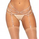      Leg Avenue Strappy Rhinestone Garterbelt Nude One Size , 