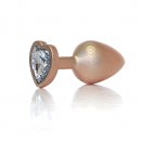    Jewellery Pearl Gold Heart Plug Clear L , 3,8 .