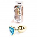   Jewellery Gold Heart Plug Light Blue, -, 7  2,7 