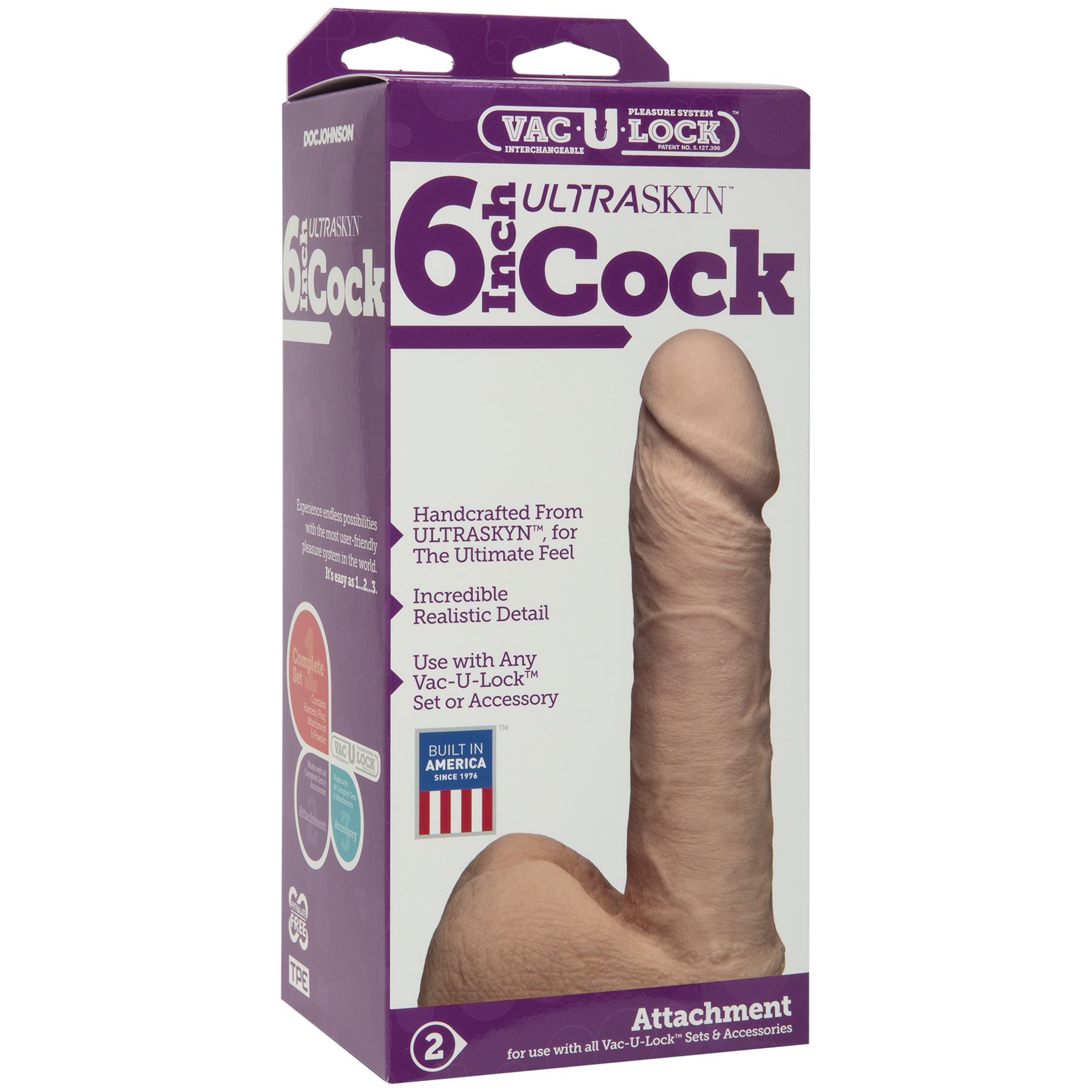  Doc Johnson Vac U Lock Ultraskyn Cock White, 17  4 