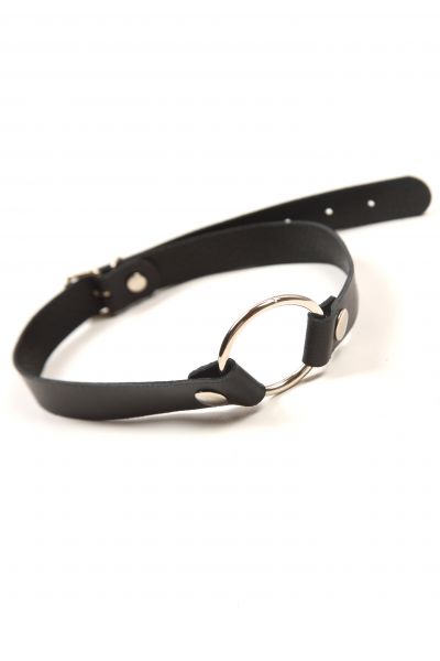  Leather O-Ring Gag Smooth Black,  4,5 