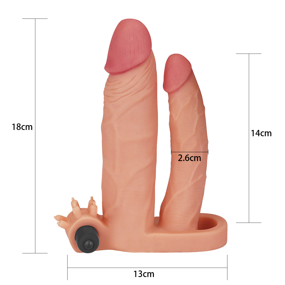 Pleasure X Tender Vibrating Double Penis Sleeve Add 1