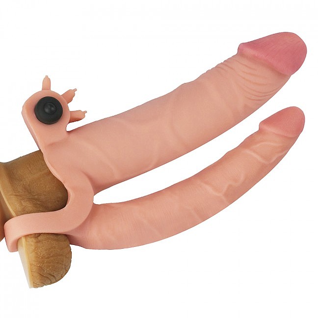 Pleasure X Tender Vibrating Double Penis Sleeve Add 1