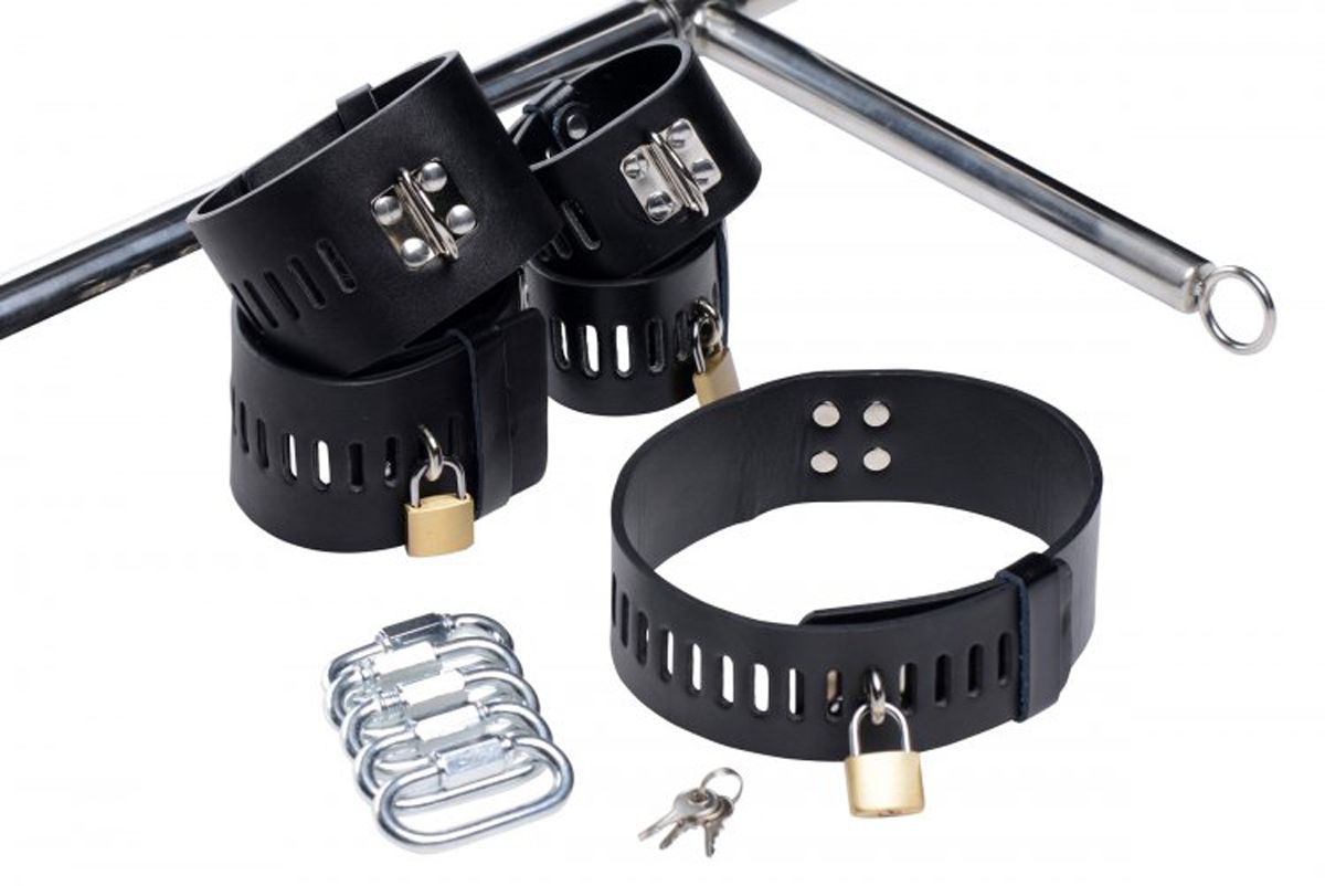 Imprisoned Metal Stockade with Dildo