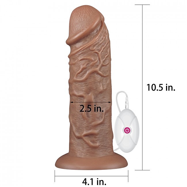    Realistic Chubby Vibrating Dildo Brown 10.5