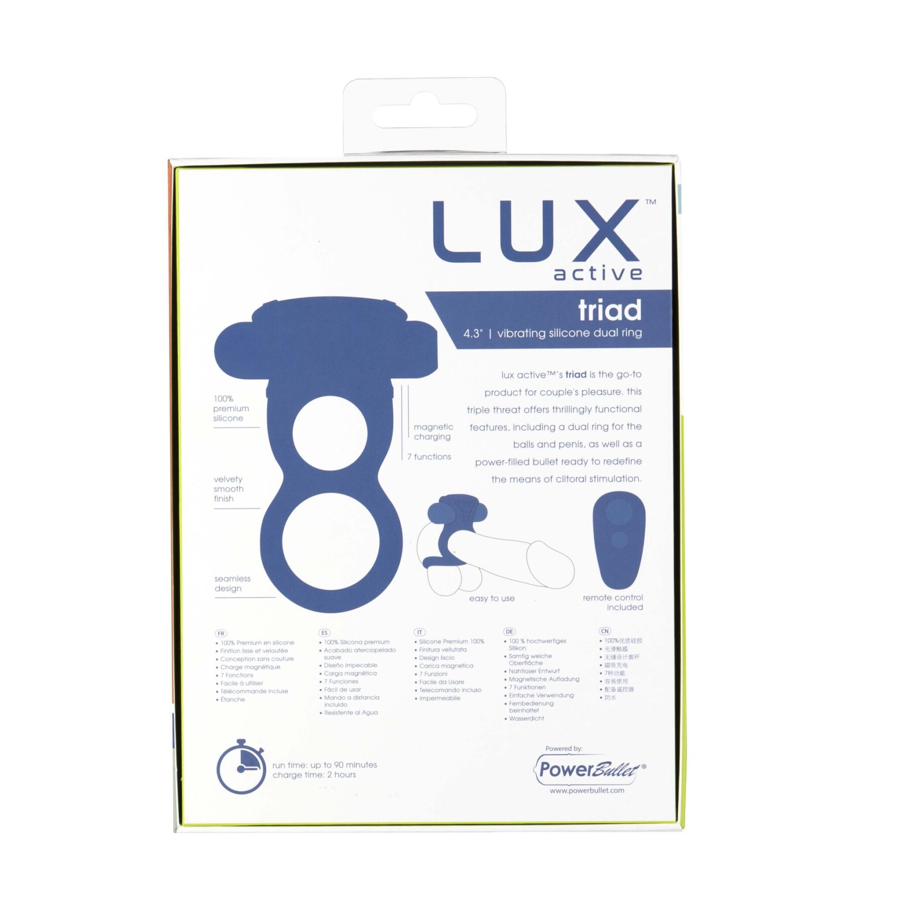   Lux Active  Triad  Vibrating Dual Cock Ring,     