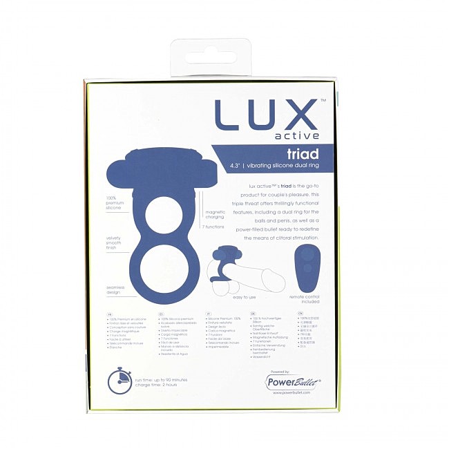    Lux Active  Triad  Vibrating Dual Cock Ring,     