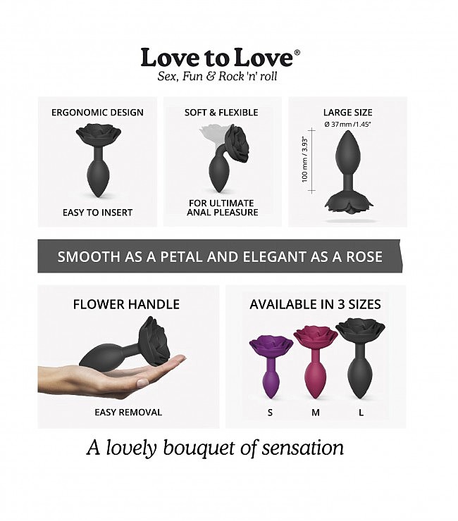    Love To Love OPEN ROSES L SIZE — BLACK ONYX