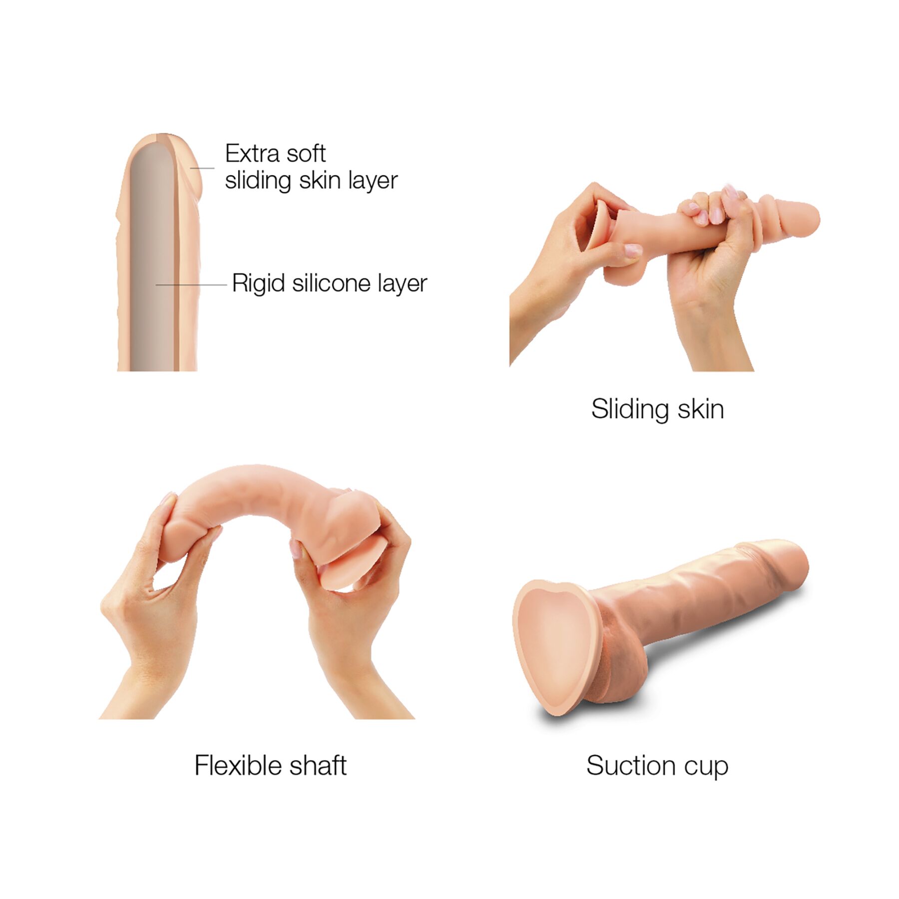  Strap-On-Me SLIDING SKIN REALISTIC DILDO VANILLE