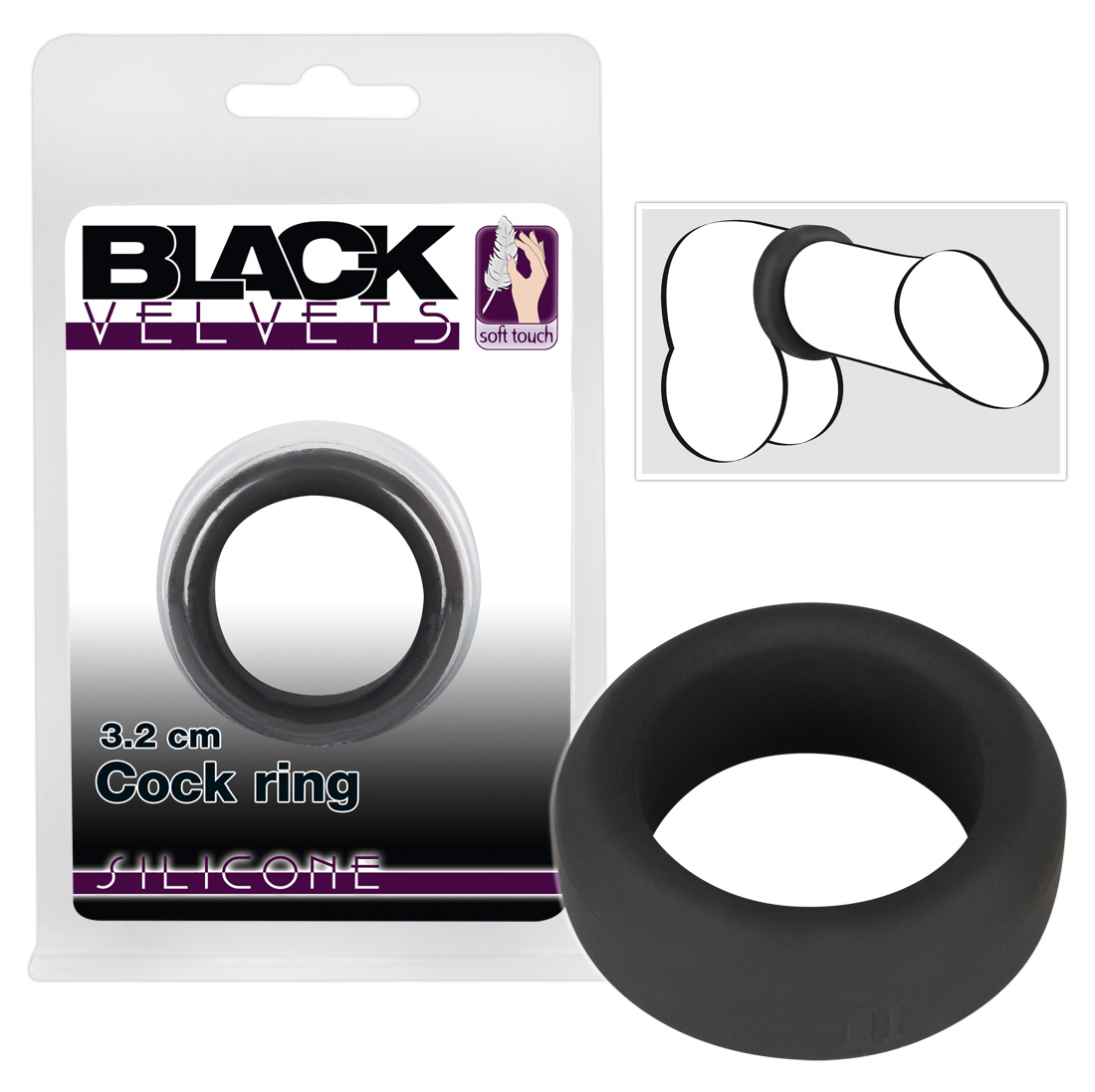     Black Velvets Cock Ring, 3,2 