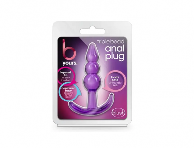 B YOURS TRIPLE BEAD ANAL PLUG PURPLE