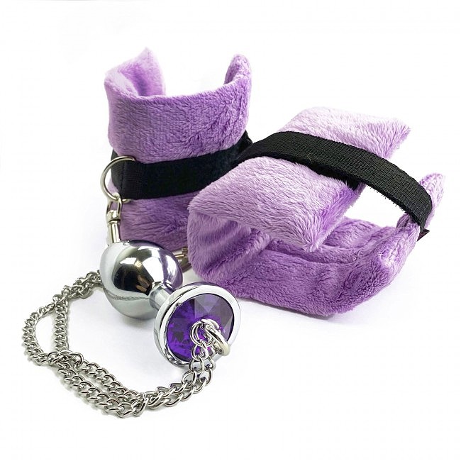      Art of Sex Handcuffs with Metal Anal Plug size M Red