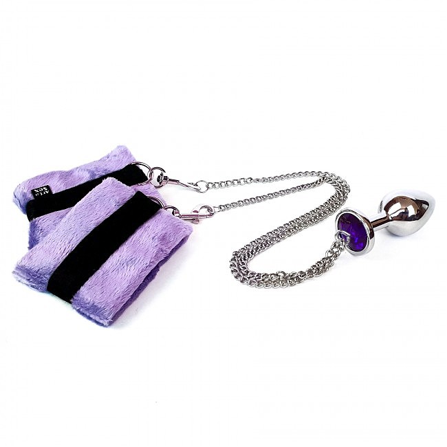      Art of Sex Handcuffs with Metal Anal Plug size M Red