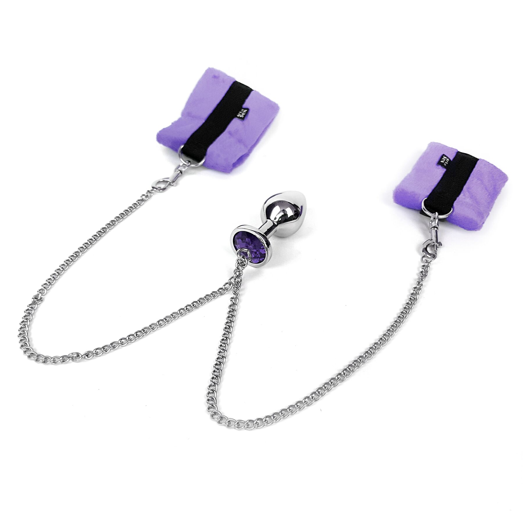      Art of Sex Handcuffs with Metal Anal Plug size M Red