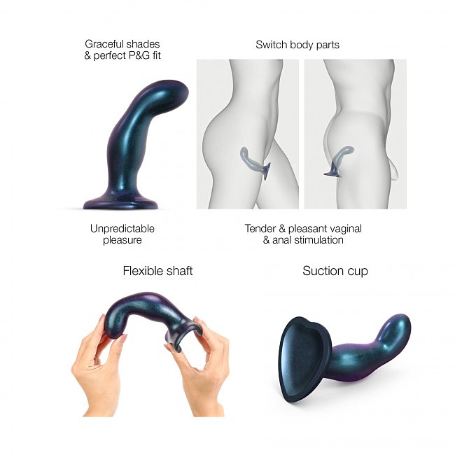  Strap-On-Me DILDO PLUG SNAKY METALLIC BLUE — M