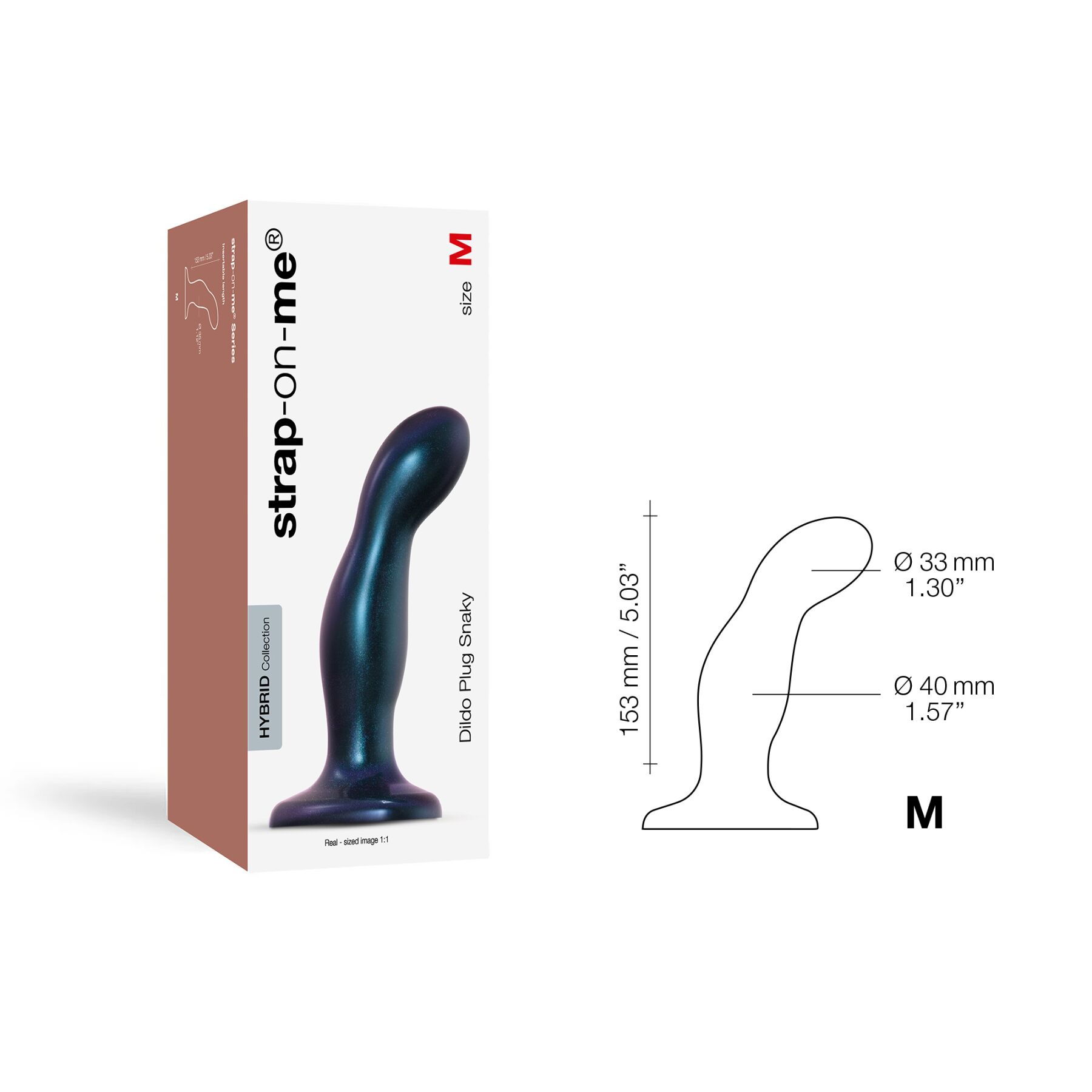  Strap-On-Me DILDO PLUG SNAKY METALLIC BLUE — M