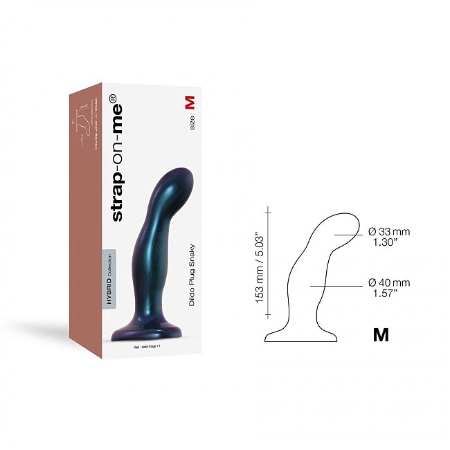  Strap-On-Me DILDO PLUG SNAKY METALLIC BLUE — M