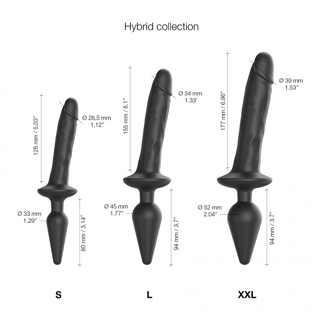      Strap-On-Me SWITCH PLUG-IN REALISTIC DILDO BLACK — XXL