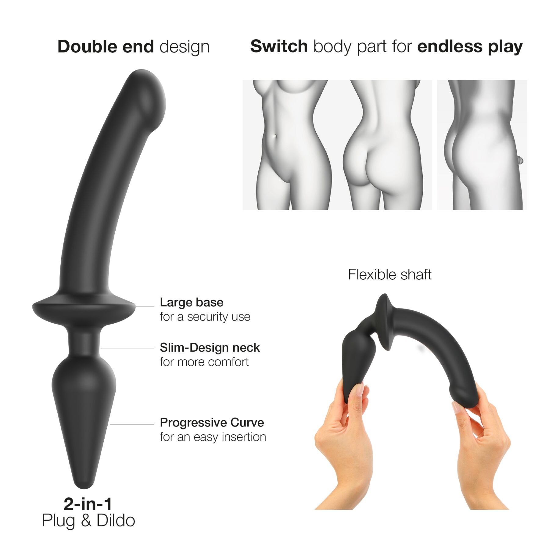     Strap-On-Me SWITCH PLUG-IN SEMI-REALISTIC DILDO BLACK — XXL