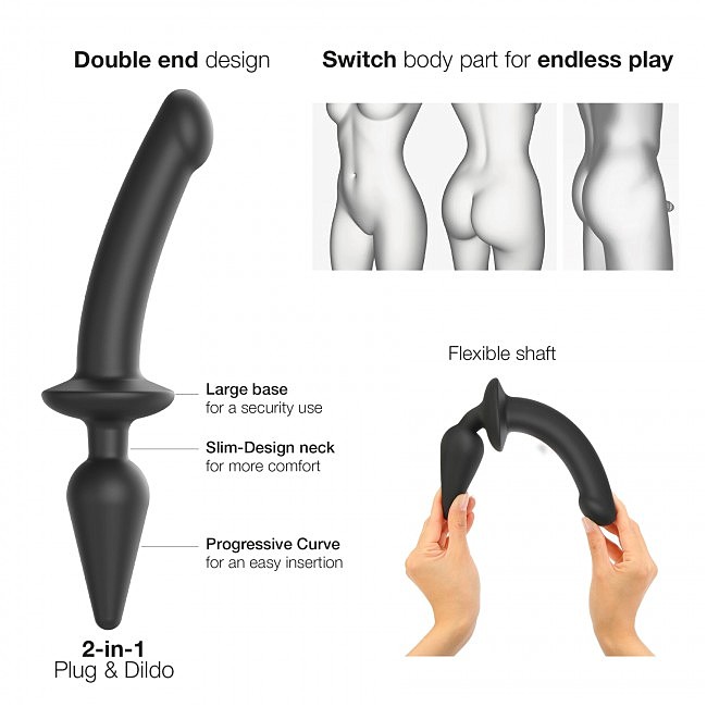     Strap-On-Me SWITCH PLUG-IN SEMI-REALISTIC DILDO BLACK — XXL