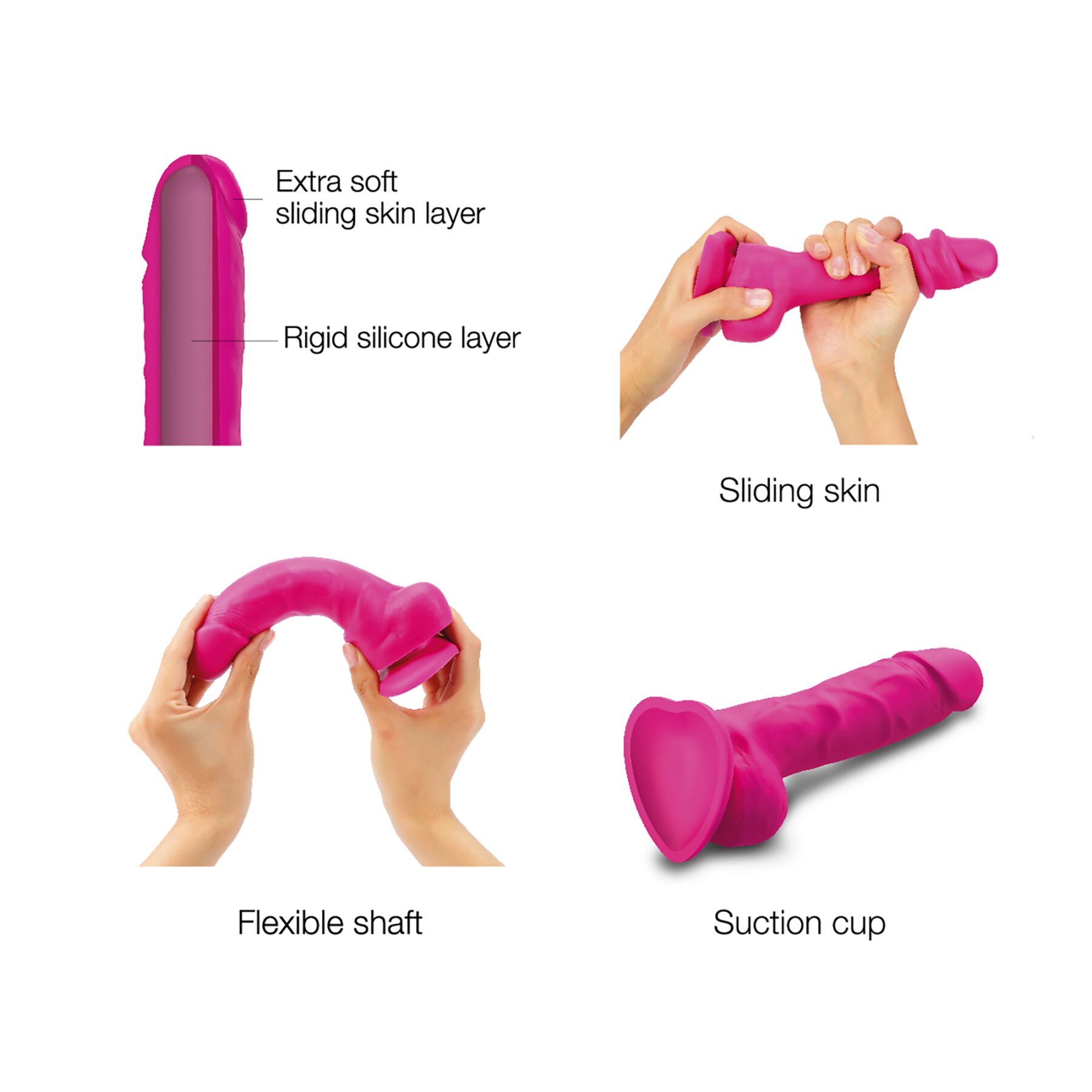  Strap-On-Me SLIDING SKIN REALISTIC DILDO FUCHSIA