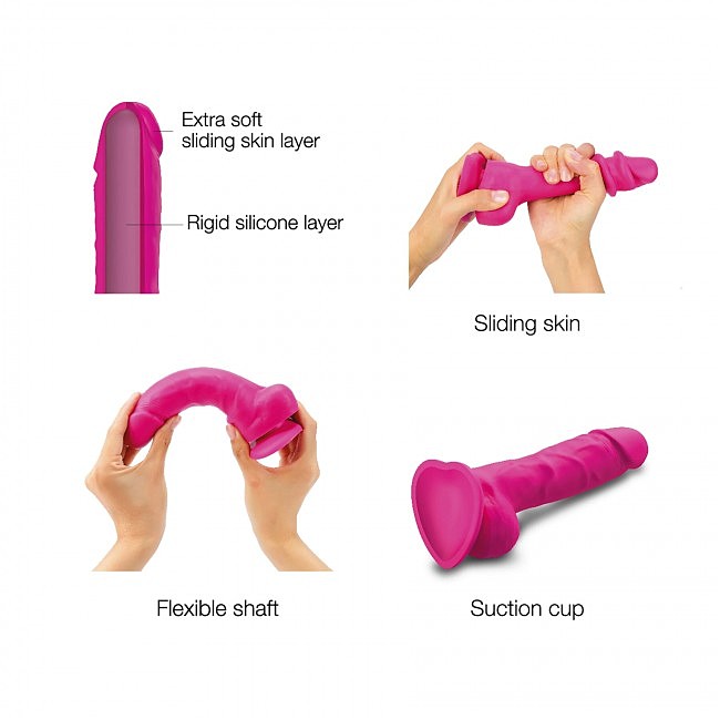  Strap-On-Me SLIDING SKIN REALISTIC DILDO FUCHSIA