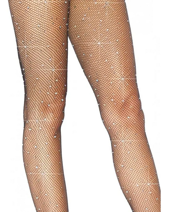      Leg Avenue Rhinestone micro net tights O/S