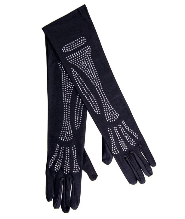     Skeleton Bone Elbow Length Gloves  Rhinestone Leg Avenue, 
