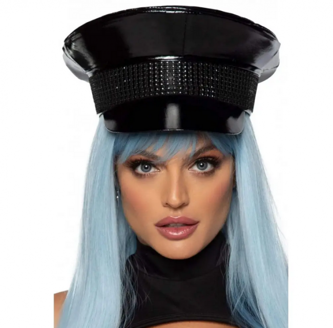     One Size Rhinestone Trimmed Military Hat  Leg Avenue