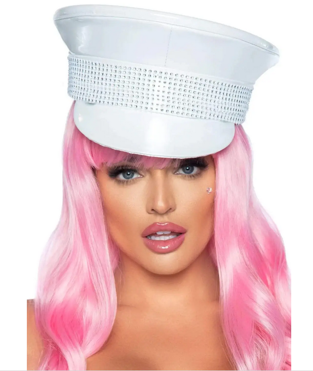     One Size Rhinestone Trimmed Military Hat  Leg Avenue
