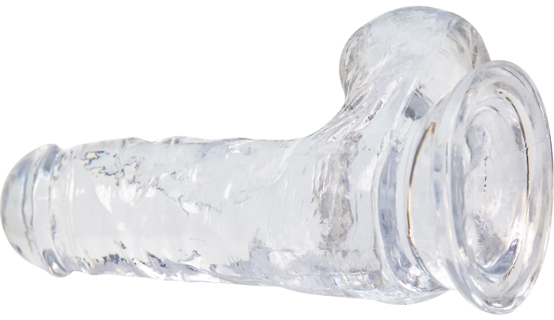  ADDICTION — Crystal Clear Dildo with Balls — 6»