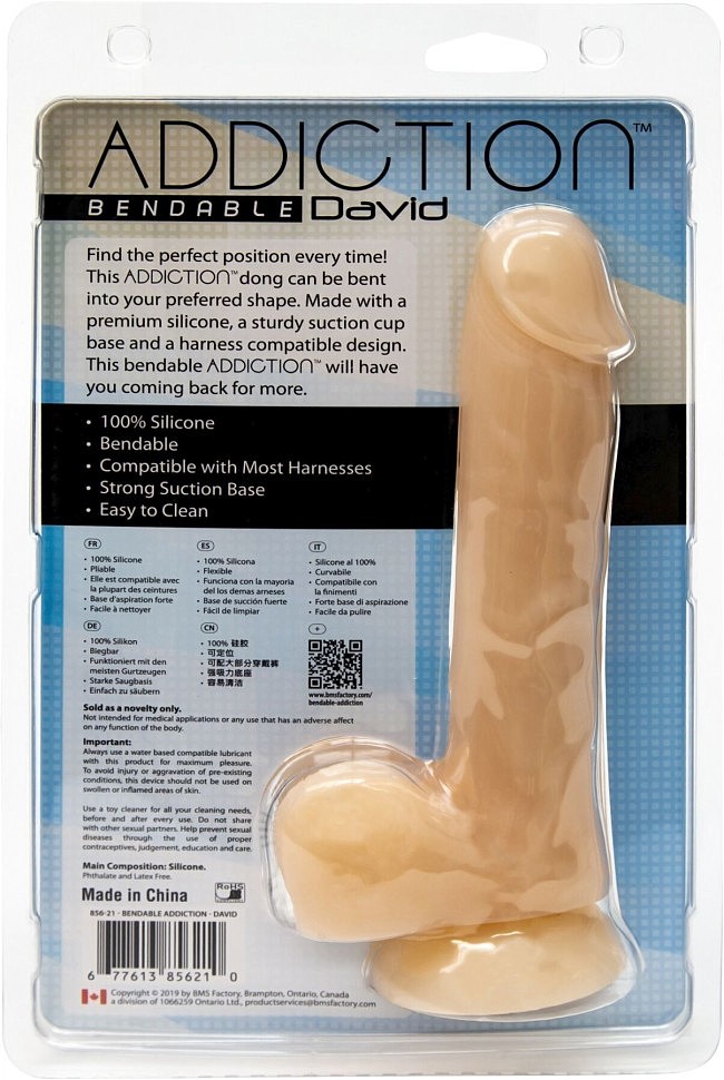 ADDICTION — DAVID — 8» Bendable Silicone Dong