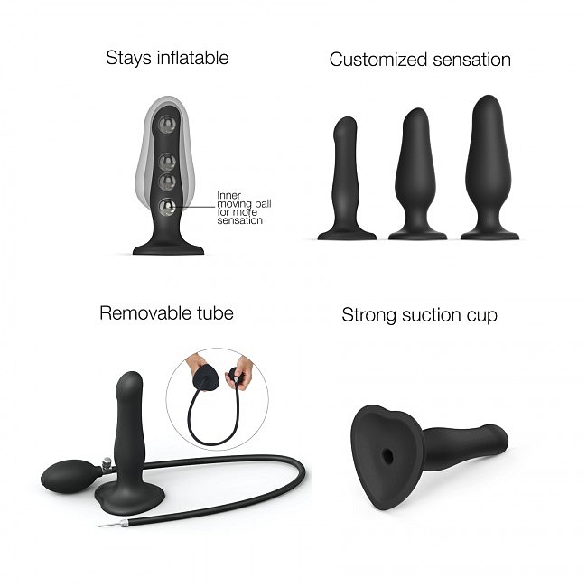Strap-On-Me INFLATABLE DILDO PLUG — NOIR