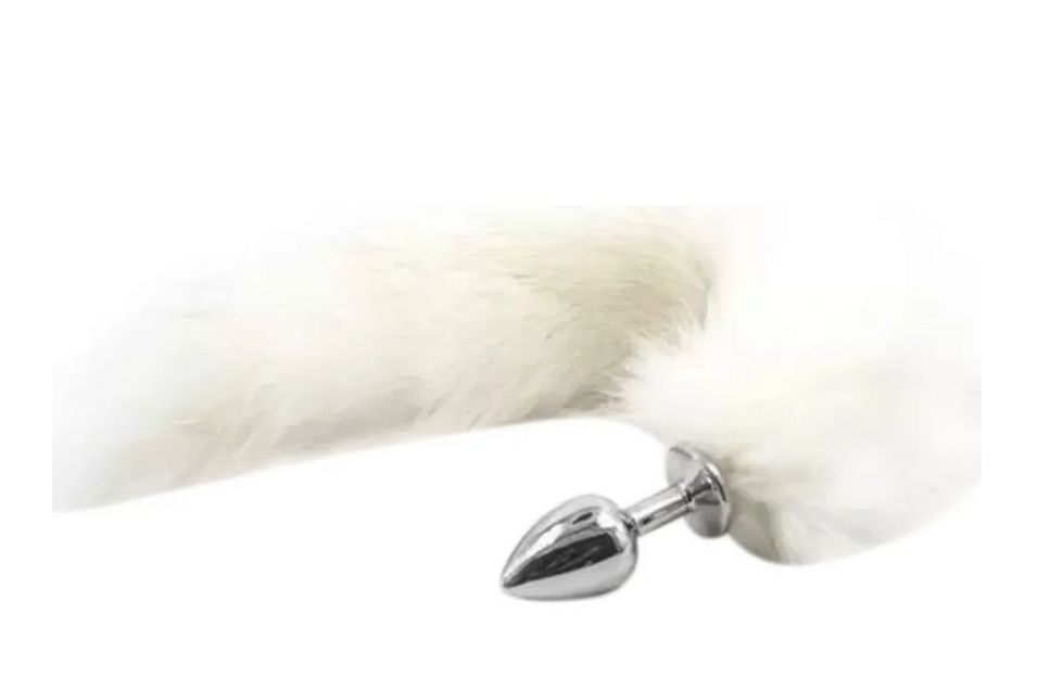 �������� ������ ������������� ���� DS Fetish Anal plug faux fur fox tail white polyeste
