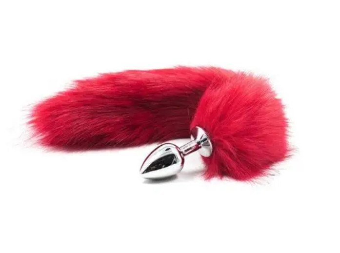 �������� ������ S ����� ����� DS Fetish Anal plug S faux fur fox tail Red polyeste