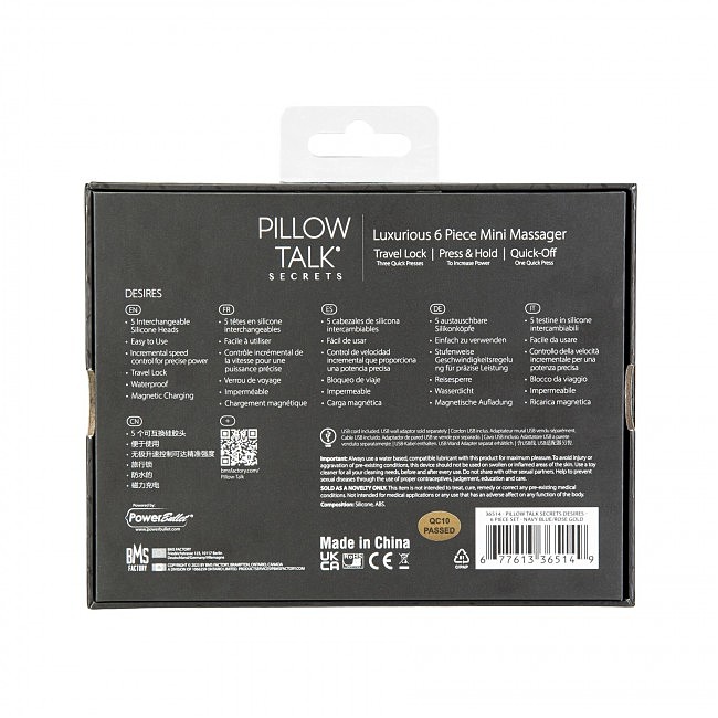  Pillow Talk Secrets Desires 6-Piece Mini Massager Set — Navy
