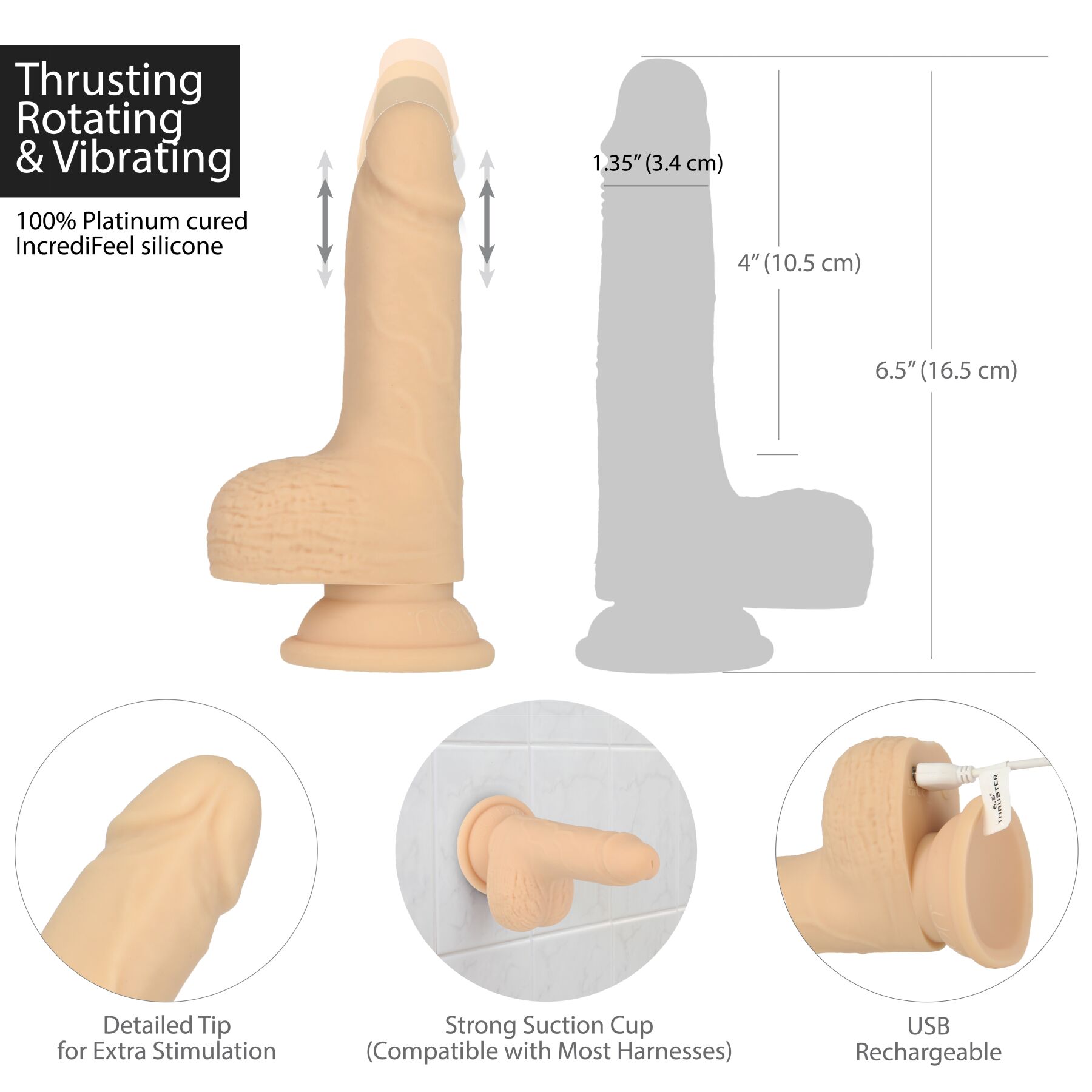    Naked Addiction 6.5» Thrusting Dong With Remote