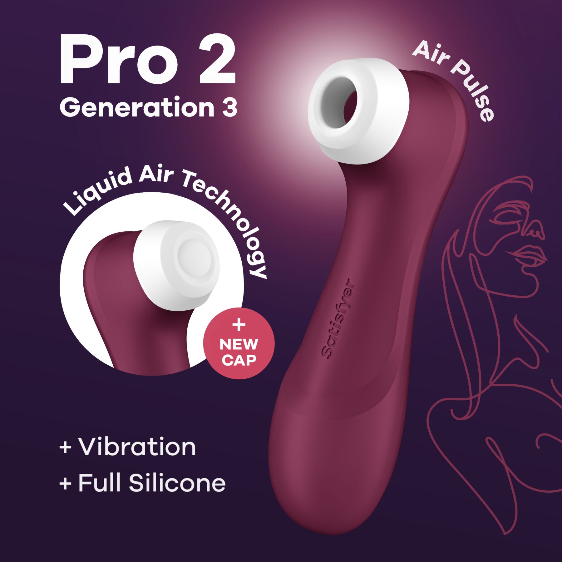    Satisfyer Pro 2 Generation 3 with Liquid Air Wine Red