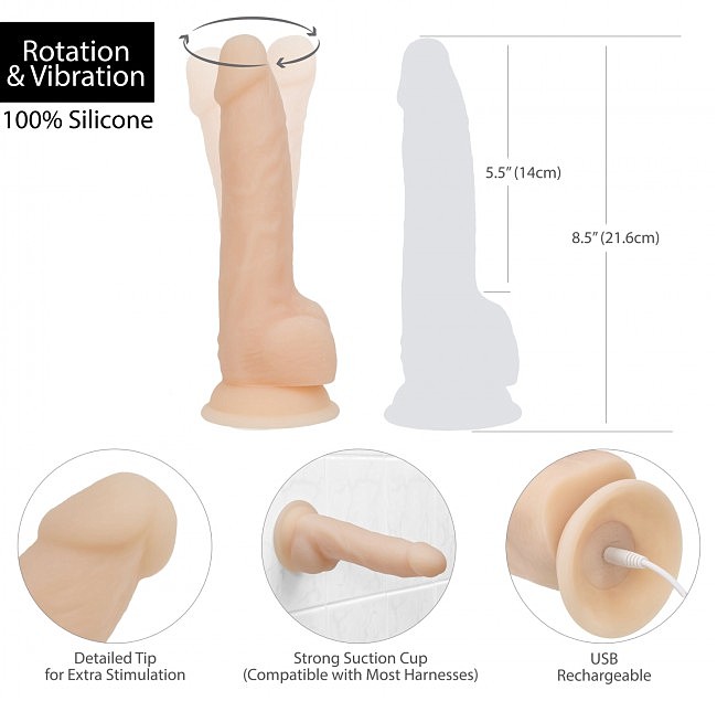 ������������� ADDICTION &mdash; Naked &mdash; 8&raquo; Rotating & Vibrating Dildo with Remote � Vanilla
