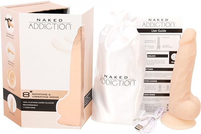 ������������� ADDICTION &mdash; Naked &mdash; 8&raquo; Rotating & Vibrating Dildo with Remote � Vanilla