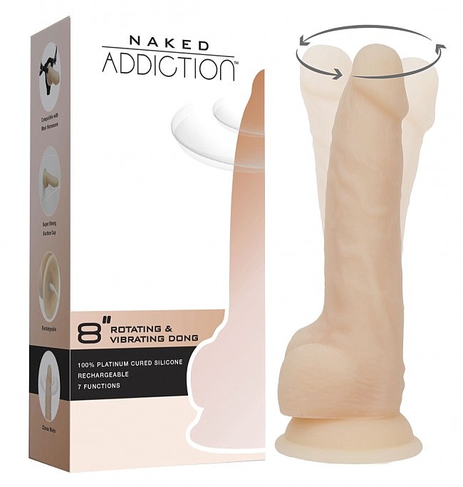 ������������� ADDICTION &mdash; Naked &mdash; 8&raquo; Rotating & Vibrating Dildo with Remote � Vanilla