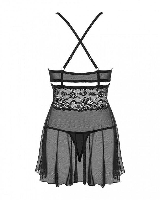 Obsessive 838-BAB-1 babydoll & thong black S/M