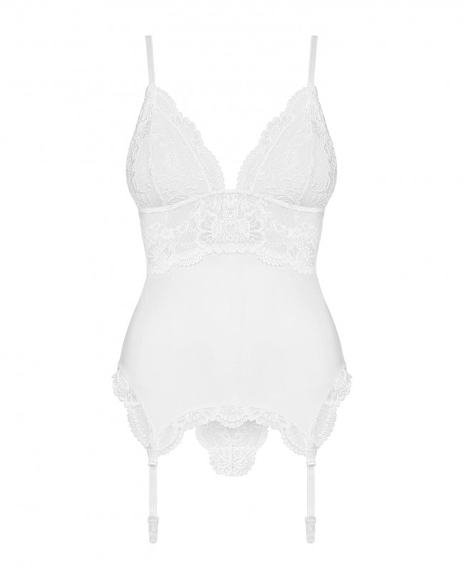 Obsessive 810-COR-2 corset & thong white S/M