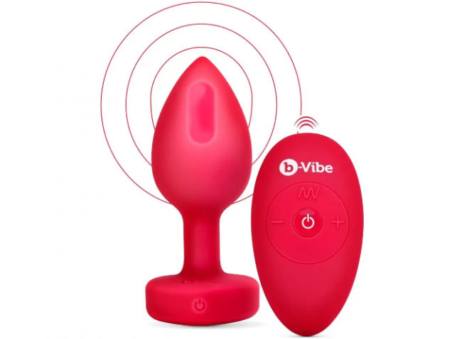        B-Vibe Vibrating Heart Plug M/L Red